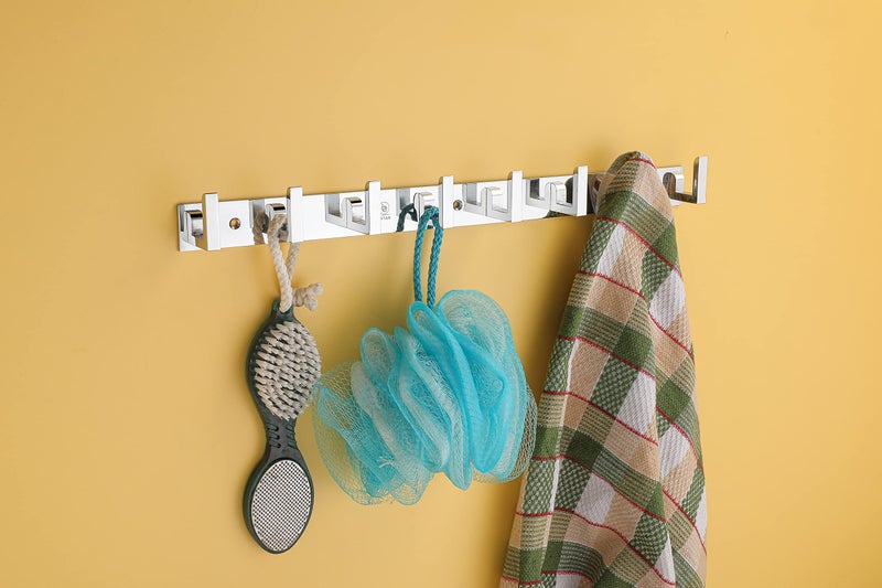 iSTAR 8 Pin Bathroom Cloth Hooks Hanger Wall Bedroom Bathroom Robe Hooks Rail for Hanging Keys,Clothes,Towel Steel Hook (Silver, 2) - Image 4