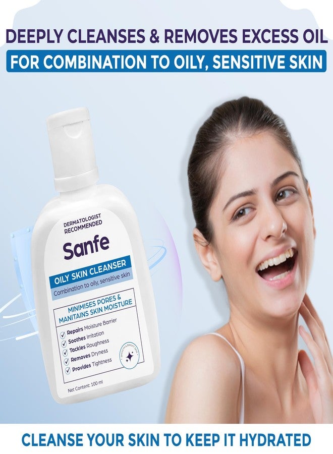 Sanfe Oily Skin Cleanser | Minimises Pores & Maintains Skin Moisture | For skin repair, roughness, dryness, tighter skin | Daily Cetaphil Face Wash For Oily, Acne Prone Skin | Cetaphil Gentle Foaming - 100ml - Image 3