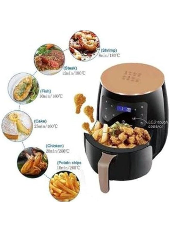 Digital air fryer with a screen, 8-liter capacity, 2400 watts of power, 8 cooking programs, 30-minute timer, and premium finish. - Image 4