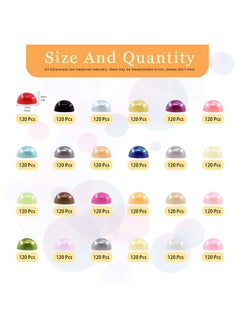 Rustark Flat Back Pearl Cabochons Size Assortment Set Flatback Faux Pearl Loosing Beads Colorful Half Round Pearls For Diy Projects Phone Case Nail Art Makingscrapbooking  - Image 2