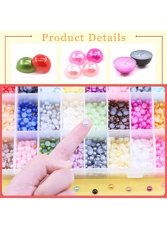Rustark Flat Back Pearl Cabochons Size Assortment Set Flatback Faux Pearl Loosing Beads Colorful Half Round Pearls For Diy Projects Phone Case Nail Art Makingscrapbooking  - Image 4