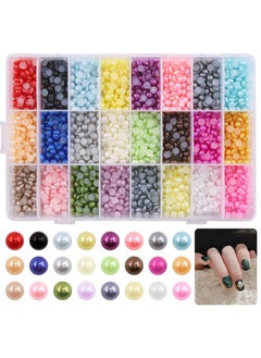 Rustark Flat Back Pearl Cabochons Size Assortment Set Flatback Faux Pearl Loosing Beads Colorful Half Round Pearls For Diy Projects Phone Case Nail Art Makingscrapbooking  - Image 1