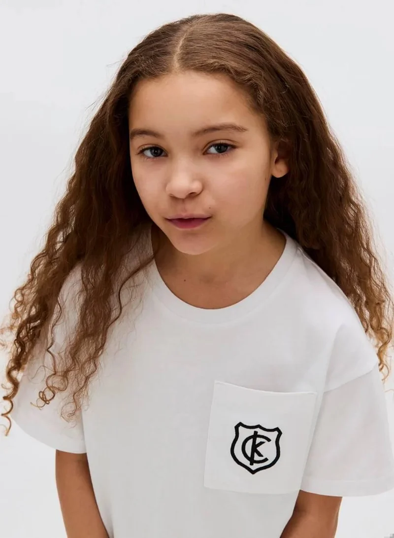 Calvin Klein Jeans Bright White Relaxed Pocket T-Shirt for Women | Best Price UAE