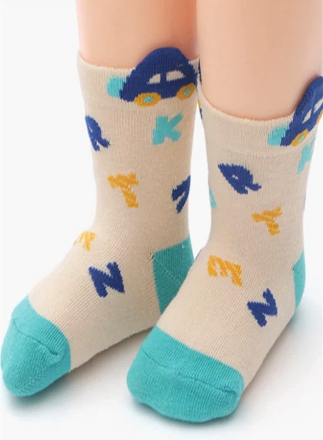 Freshfoot Organic Cotton Ankle Length Anti Slip Socks For Baby With Grip 0-36 Months-Cartoon, Multicolored - Image 3