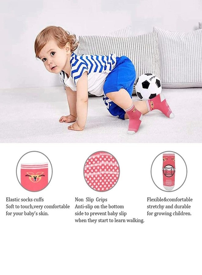 Freshfoot Organic Cotton Ankle Length Anti Slip Socks For Baby With Grip 0-36 Months-Cartoon, Multicolored - Image 4
