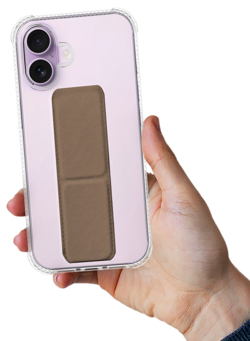 CATANES 3 Packs Finger Grip Clear Case Cover for iPhone 17- Kickstand Car Magnetic Holder Multi-function Protective Two-in-one Case with Two Privacy Screen Protectors - Brown - Image 5