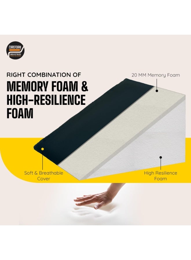 CareFoam وسادة كير فوم المثلثة | ضمان 2 سنوات | وسادة مثلثة من فوم الذاكرة لدعم الظهر، الارتجاع الحمضي، الشخير، مرض الجزر المعدي المريئي، رفع الساقين، الحمل | أسود، 18L x 17.5W x 10H بوصة - Image 3