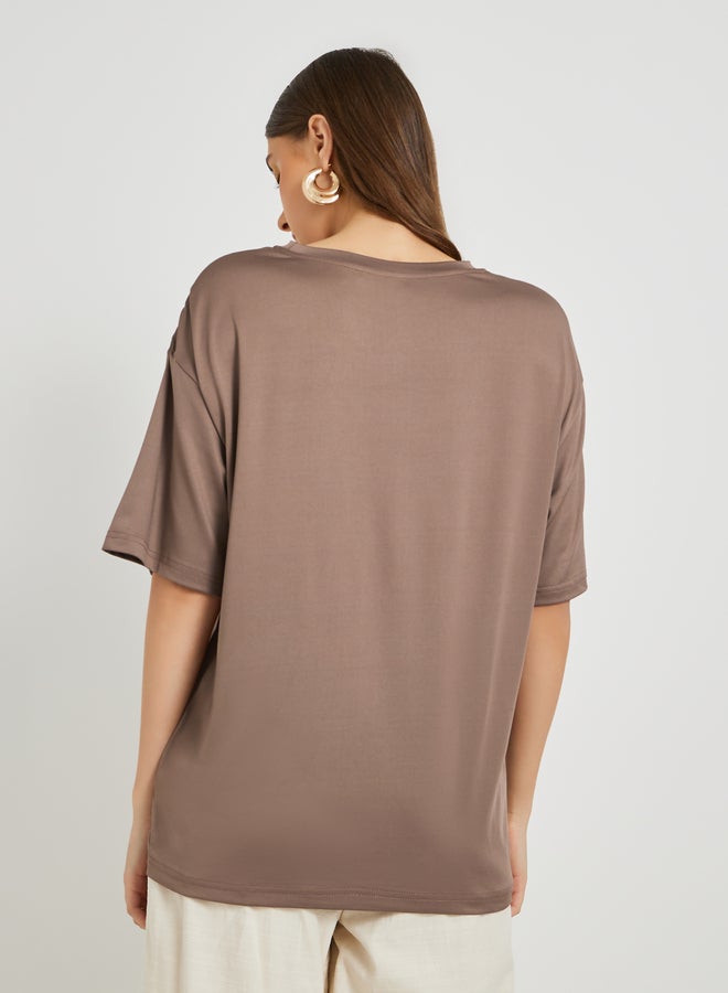 Take Two Take Two Slogan Print Round Neck Oversized T-Shirt  - Image 5