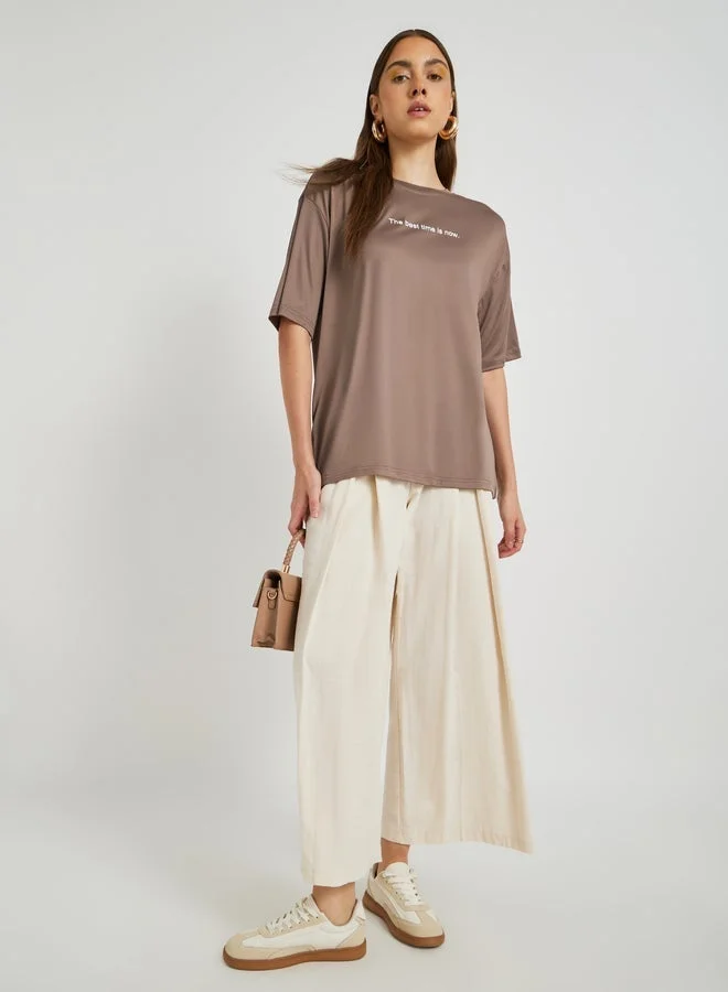 Take Two Take Two Slogan Print Round Neck Oversized T-Shirt