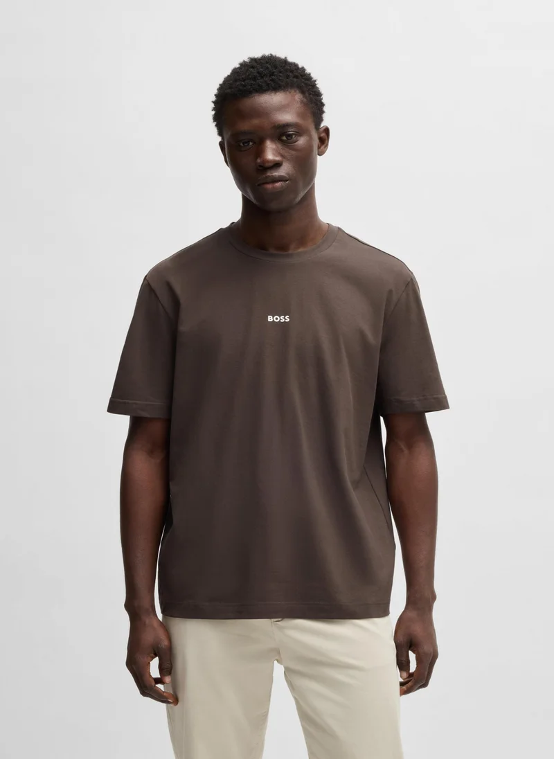 BOSS Relaxed-fit T-shirt in stretch cotton with logo print