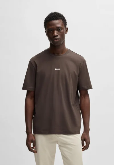بوس Stretch-cotton T-shirt with contrast logo