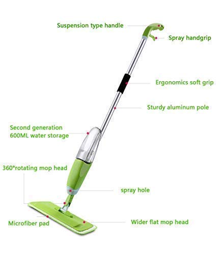 Pascol Aluminium Microfiber Floor Cleaning Spray Mop with Removable Washable Cleaning Pad and Integrated Water Spray Mechanism - Image 2