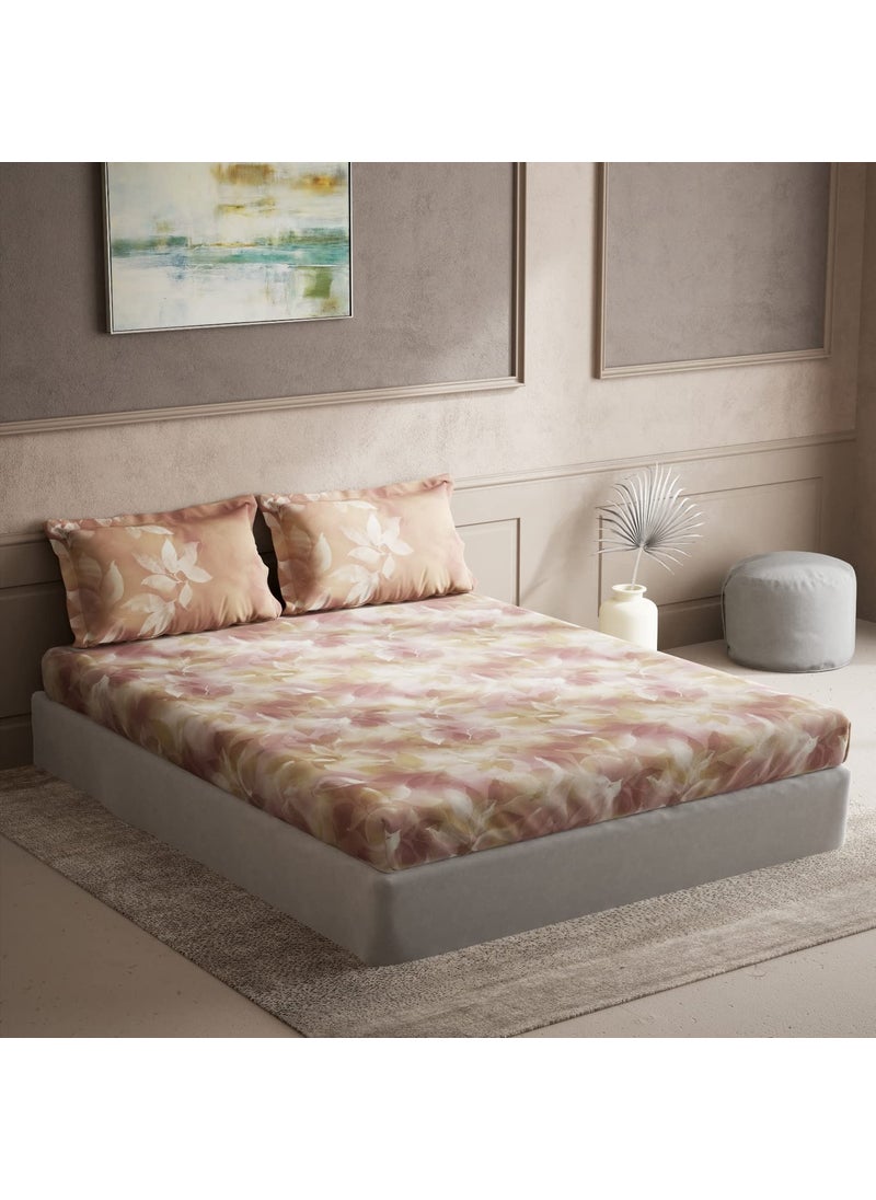 DDECOR Live beautiful DDECOR Pack of 1 Fiesta Floral Cotton Double Bedsheet with 2 Pillow Covers Red 