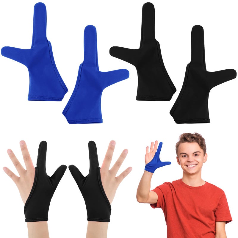Jiuguva 4 Pcs Thumb Sucking Guard Gloves Kids Stop Thumb Sucking Finger Chewy Breathable Gloves for Ages12Black Blue