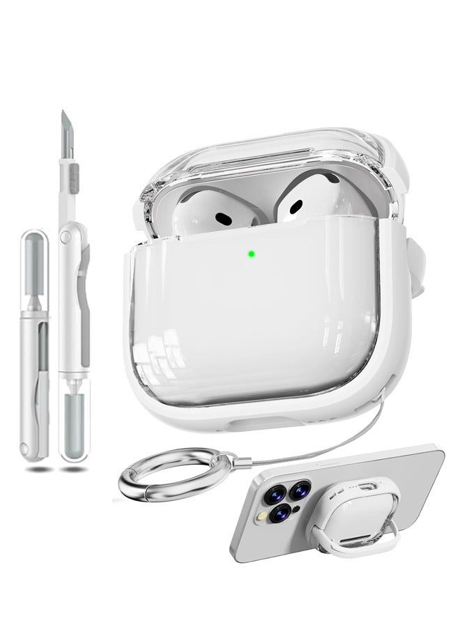 Beauenty AirPods 4th Generation Case 2024 with Safety Lock, Soft Clear Silicone Case for Women, Girly Floral Pattern, Active Noise Cancellation, Phone Stand Function, Cleaner Kit - Image 1