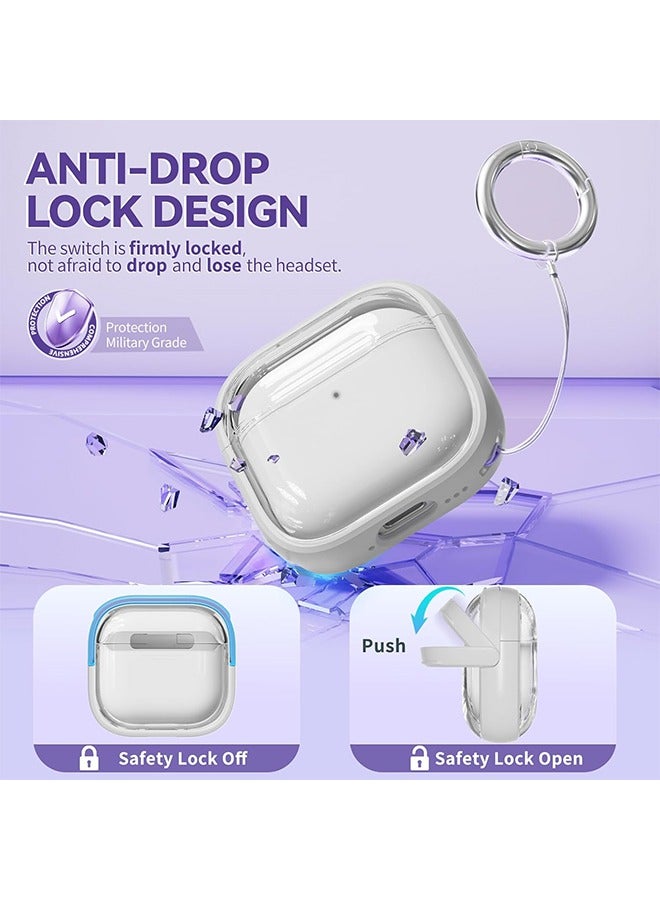 Beauenty AirPods 4th Generation Case 2024 with Safety Lock, Soft Clear Silicone Case for Women, Girly Floral Pattern, Active Noise Cancellation, Phone Stand Function, Cleaner Kit - Image 2