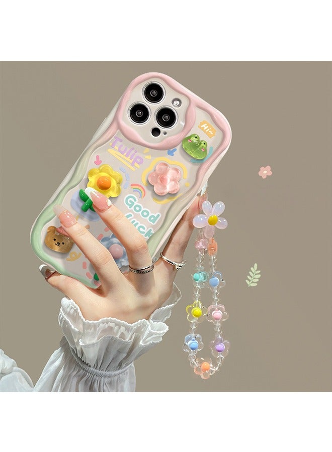 Compatible with iPhone 15 Pro Max 3D Frog with Flower with Lovely Flower Chain Girls Women Case for iPhone 15 Pro Max - Image 2