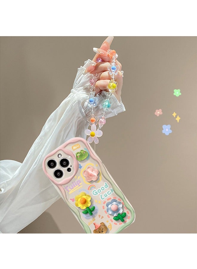 Compatible with iPhone 15 Pro Max 3D Frog with Flower with Lovely Flower Chain Girls Women Case for iPhone 15 Pro Max - Image 3