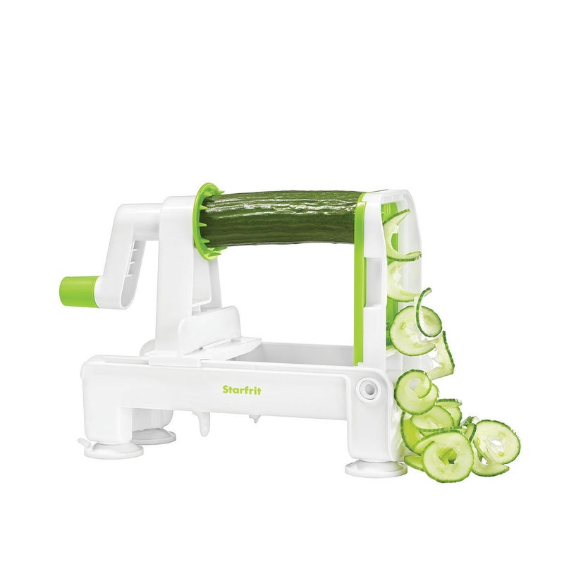 Starfrit Pro Foldable Spiralizer  Create Healthy Veggie Noodles and Spiral Slices  3 Blades  Collapses for Easy Storage