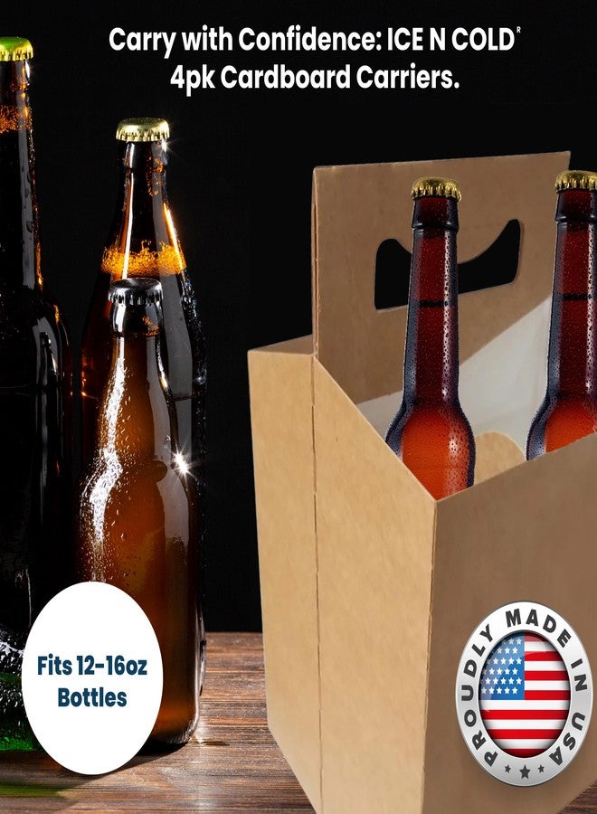 ICE N COLD 4pk Cardboard Carrier (Kraft, 50ct) | Holds 4pk 12oz Bottles - Image 2