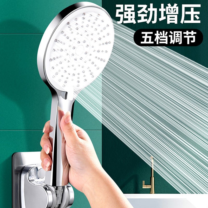 Hand-held Shower, Large Panel 4.7 inch Shower, Hand-held Water-saving Shower, 5 Adjustable water Spray Modes, With Punch-free Bracket and Hose - Image 2