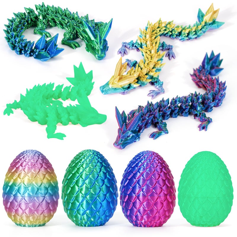 YILCER 4Pcs 3D Printed Dragon Eggs with Dragon Inside Prefilled Easter Eggs with Dragon Toy for Basket Stuffers Goodie Bag Fillers Classroom Prize Supplies Easter Basket Essentials for Kids Teens - Image 2