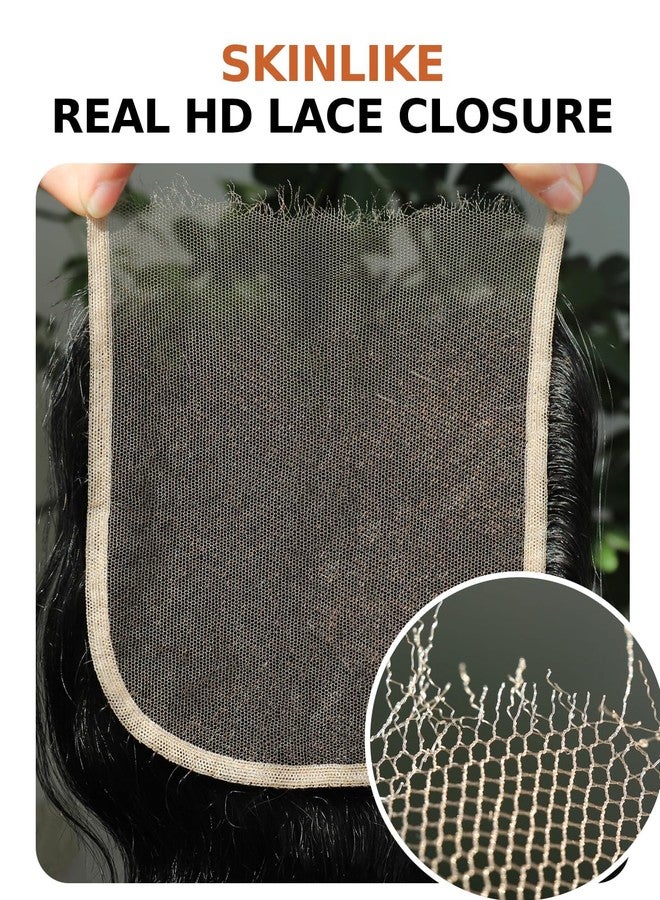 بيوس وصلة شعر BEEOS Burmese Curly 5x5 SKINLIKE Real HD Lace Closure، شعر بشري أسود فاحم رقم 1، دانتيل رفيع للغاية 0.1 مم غير مرئي يناسب جميع ألوان البشرة، عقد مبيضة مسبقًا، طول 22 بوصة - Image 4