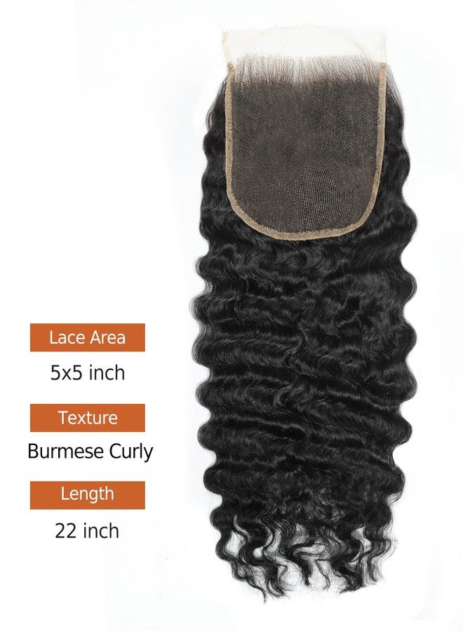 بيوس وصلة شعر BEEOS Burmese Curly 5x5 SKINLIKE Real HD Lace Closure، شعر بشري أسود فاحم رقم 1، دانتيل رفيع للغاية 0.1 مم غير مرئي يناسب جميع ألوان البشرة، عقد مبيضة مسبقًا، طول 22 بوصة - Image 5