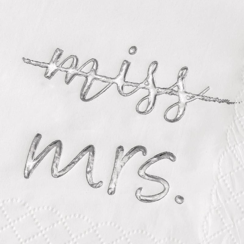 Crisky Silver Miss to Mrs Cocktail Napkins for Bridal Shower Engagement Bachelorette Party Dessert Beverage Table Party Supplies Disposable Napkins 3 Ply 50 Count - Image 4