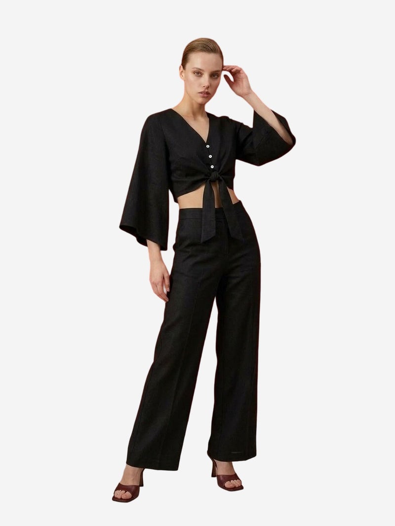 MY FASHION Cotton Co-ord Set with Tie Detail - Image 3