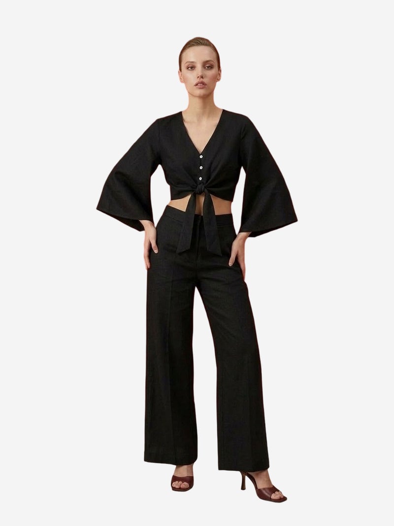 MY FASHION Cotton Co-ord Set with Tie Detail - Image 4