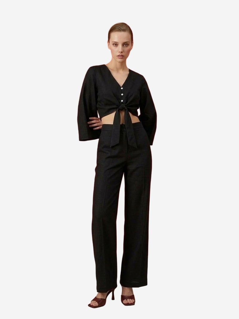 MY FASHION Cotton Co-ord Set with Tie Detail - Image 5