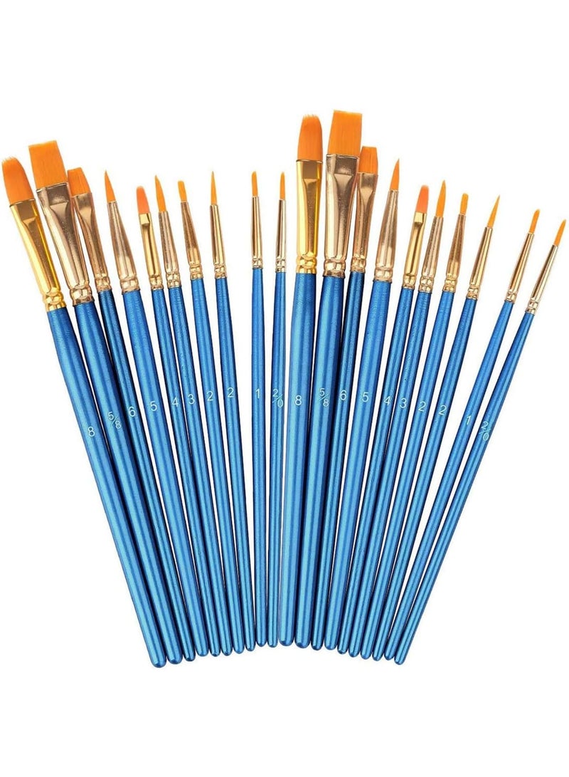 Luckam مجموعة فرش الطلاء الأكريليكي من تشارم كولكشن، عبوة 2 / 20 فرشاة فنية ذات رأس مدبب دائري من شعر النايلون للزيت، الألوان المائية، الغواش، الطلاء الأكريليكي، أزرق - Image 1