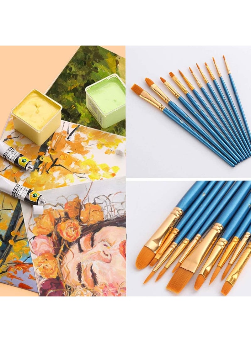 Luckam مجموعة فرش الطلاء الأكريليكي من تشارم كولكشن، عبوة 2 / 20 فرشاة فنية ذات رأس مدبب دائري من شعر النايلون للزيت، الألوان المائية، الغواش، الطلاء الأكريليكي، أزرق - Image 5