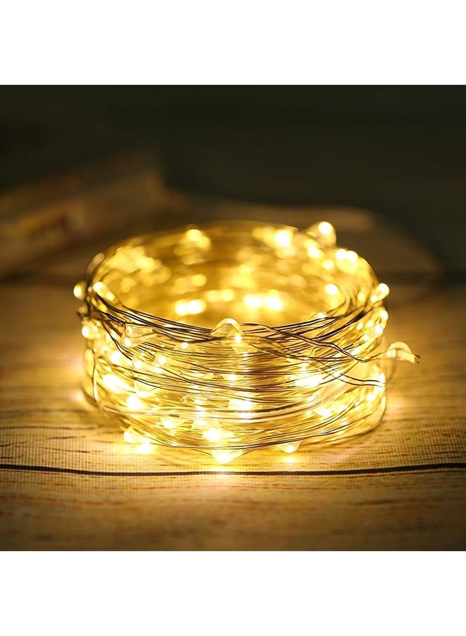 Fairy lights, 2 Pack String Battery Operated 33ft 100 LED Twinkle Lights for Wedding, Party, Christmas, Warm White