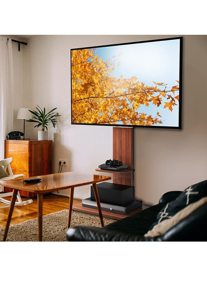 Wood Floor TV Stand Universal TV Mount Bracket for 32-65 inch LCD LED TVs Height Adjustable and Cable Management Max VESA 600x400mm - Image 2