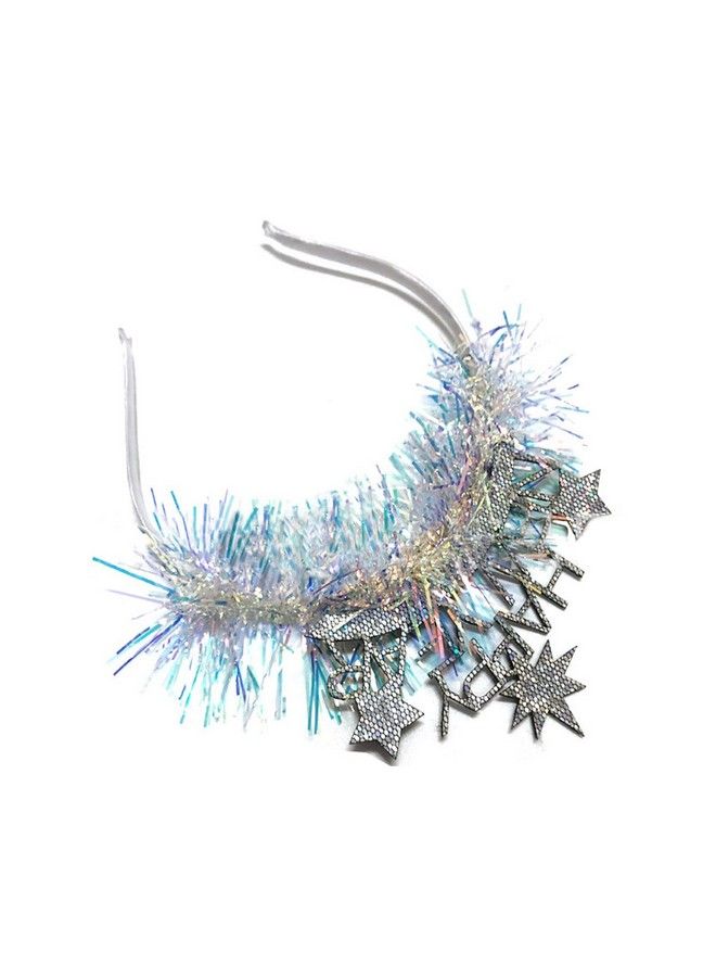 Soochat Happy New Year Headband Tiara New Year Headband Hair Hoop Headdress With Tinsel New Year Eve Party Supplies - Image 3