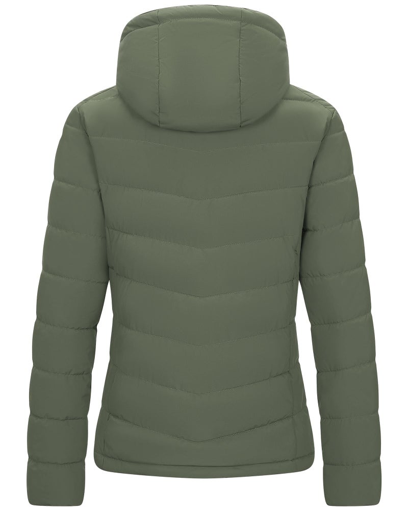 Outdoor Ventures Women's Hooded Puffer Jacket Waterproof Lightweight Full-Zip Warm Quilted Winter Coat - Image 2