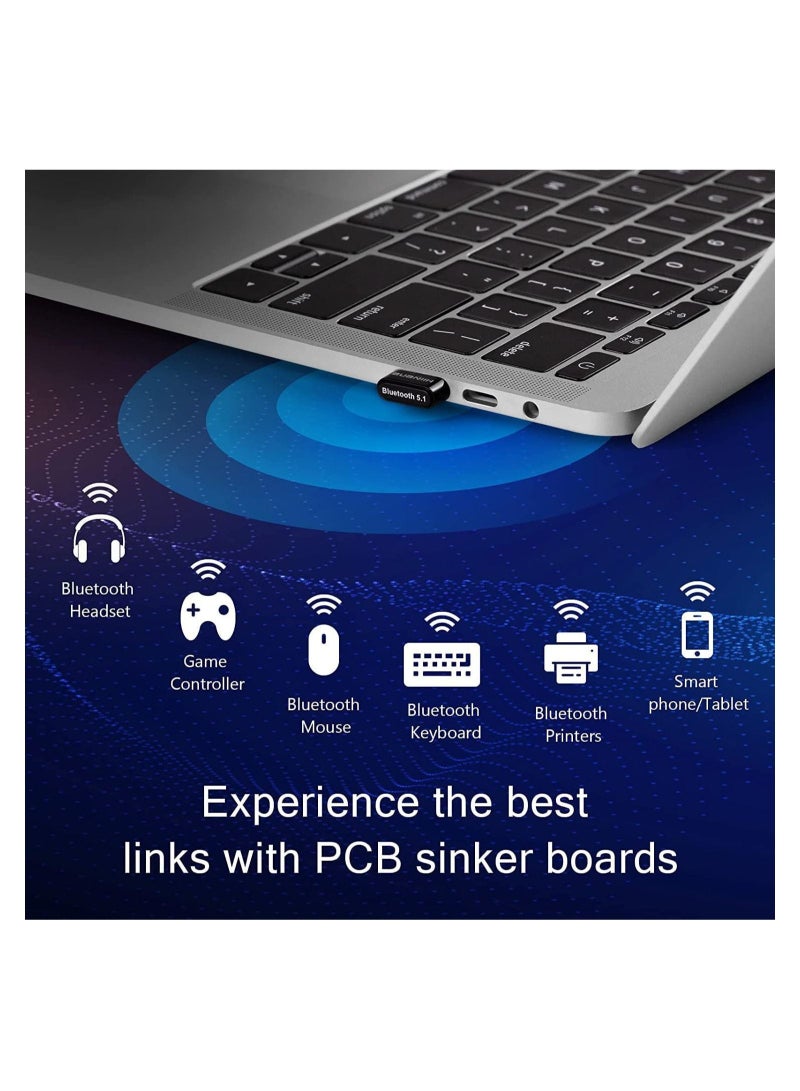 كابتن تيك Bluetooth Adapter for PC,Mini Bluetooth Receiver 5.1,Bluetooth Dongle,Support Win11/10/8.1/8/7,for Bluetooth Headset/Keyboard/Mouse/Speaker/Mobile Phone/Computers/Game Controller - Image 2