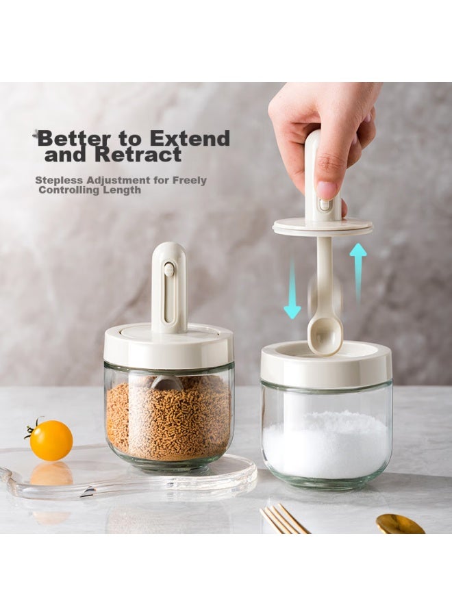 Bearewan Seasoning Set 3-piece, Spice Jars, Condiment Bottles, Kitchen Salt Container With Spoon And Lid, Glass Storage Box - Image 2