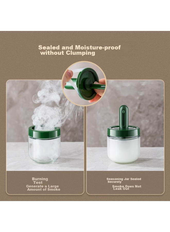 Bearewan Seasoning Set 3-piece, Spice Jars, Condiment Bottles, Kitchen Salt Container With Spoon And Lid, Glass Storage Box - Image 3