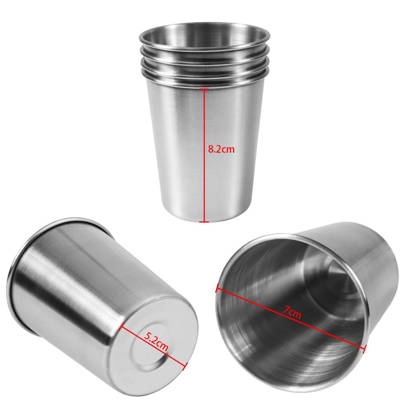 EVERMARKET 6 Pack 8 Ounce 230ml Stainless Steel Cups Shatterproof Pint Drinking Cups Metal Drinking Glasses for Kids and Adults - Image 2