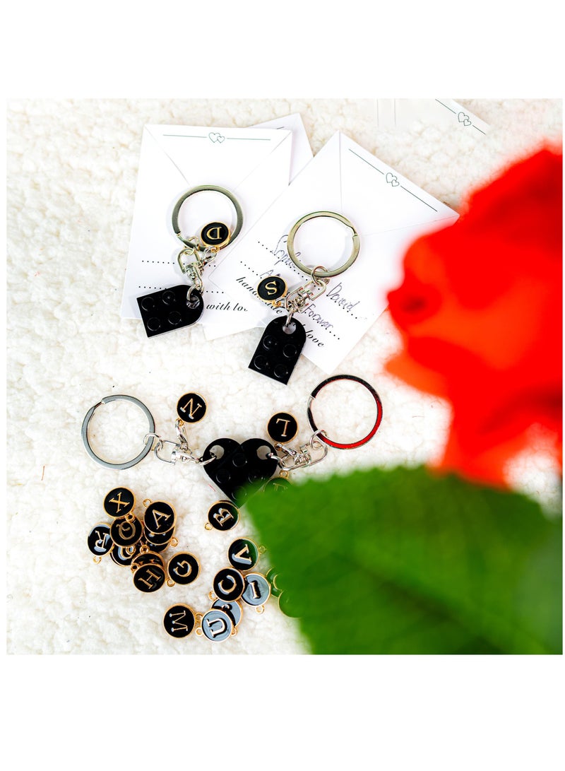 Excefore Personalized Brick Matching Couple Heart Keychain, Boyfriend Girlfriend Valentines Him Couple Gifts Full A-Z, Includes Gift Box - Image 5
