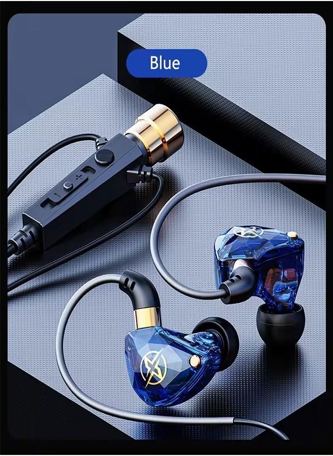 Generic - Smart Noise Cancelling Gaming Sport Hi-Fi Stereo Wired Headset - for Galaxy S20/S21/S22/S23/S24 FE Ultra and IPhone 15 Pro Max/iPad Blue - Image 1