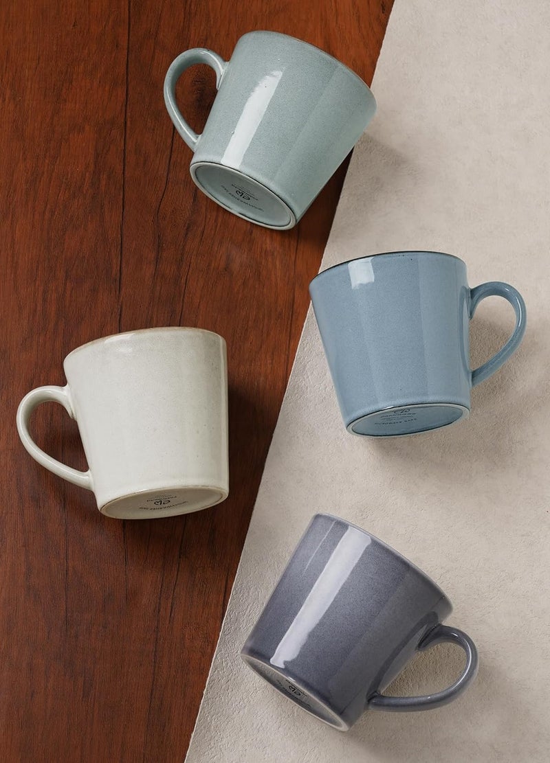 famiware Annecy Coffee Mug Set of 4 - 14 oz Ceramic Cups with Handle, Dishwasher and Microwave Safe, Grey-White - Image 5