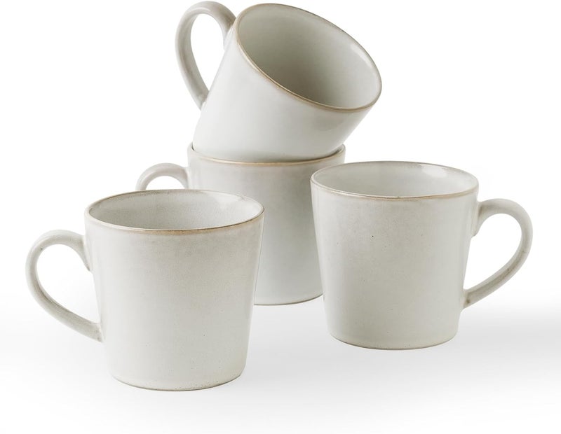 famiware Annecy Coffee Mug Set of 4 - 14 oz Ceramic Cups with Handle, Dishwasher and Microwave Safe, Grey-White - Image 1