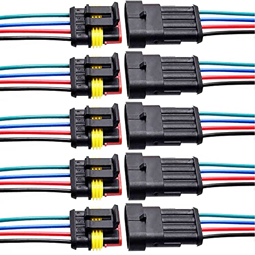 Zuozee ZUOZE 5 Kit 4 Pin Car Connector Waterproof Electrical Connector Male and Female Way 18 AWG Wire Plug Socket Kit for Truck Motorcycle Boat and Other Wire Connection - Image 1