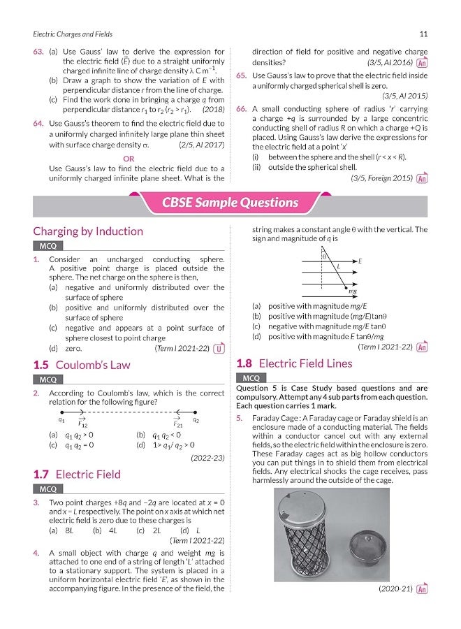 MTG CBSE 10 Years Chapterwise Topicwise Solved Papers Class 12 Physics Book - CBSE Champion For 2024 Exam | CBSE Question Bank With Sample Papers (Based on Latest Pattern) MTG Editorial Board