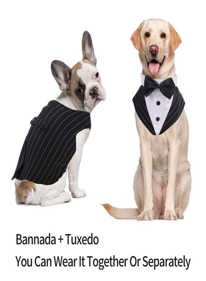 IDOMIK Dog Tuxedo for Small Medium Large Doggie, Detachable Dog Formal Wedding Suit with Tuxedo Vest & Bow Ties Collar & Bandana Scarf Set, Wedding Attire Shirt for Birthday Party Costume - Image 2