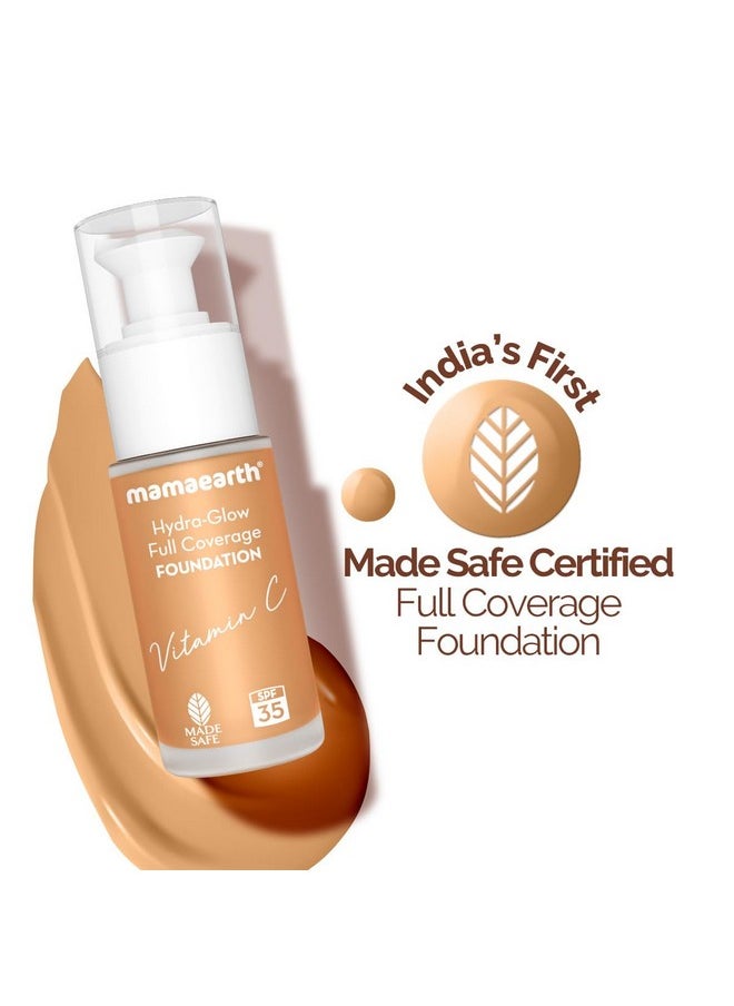 Mamaearth Hydra-Glow Full Coverage Dewy Finish Liquid Foundation With Vitamin C & Turmeric- 30 Ml|Full Coverage|Gives 3X Instant Glow|12-Hour Long Stay & Hydration|Spf 35|Non-Drying (04 Sun Glow)  - Image 3